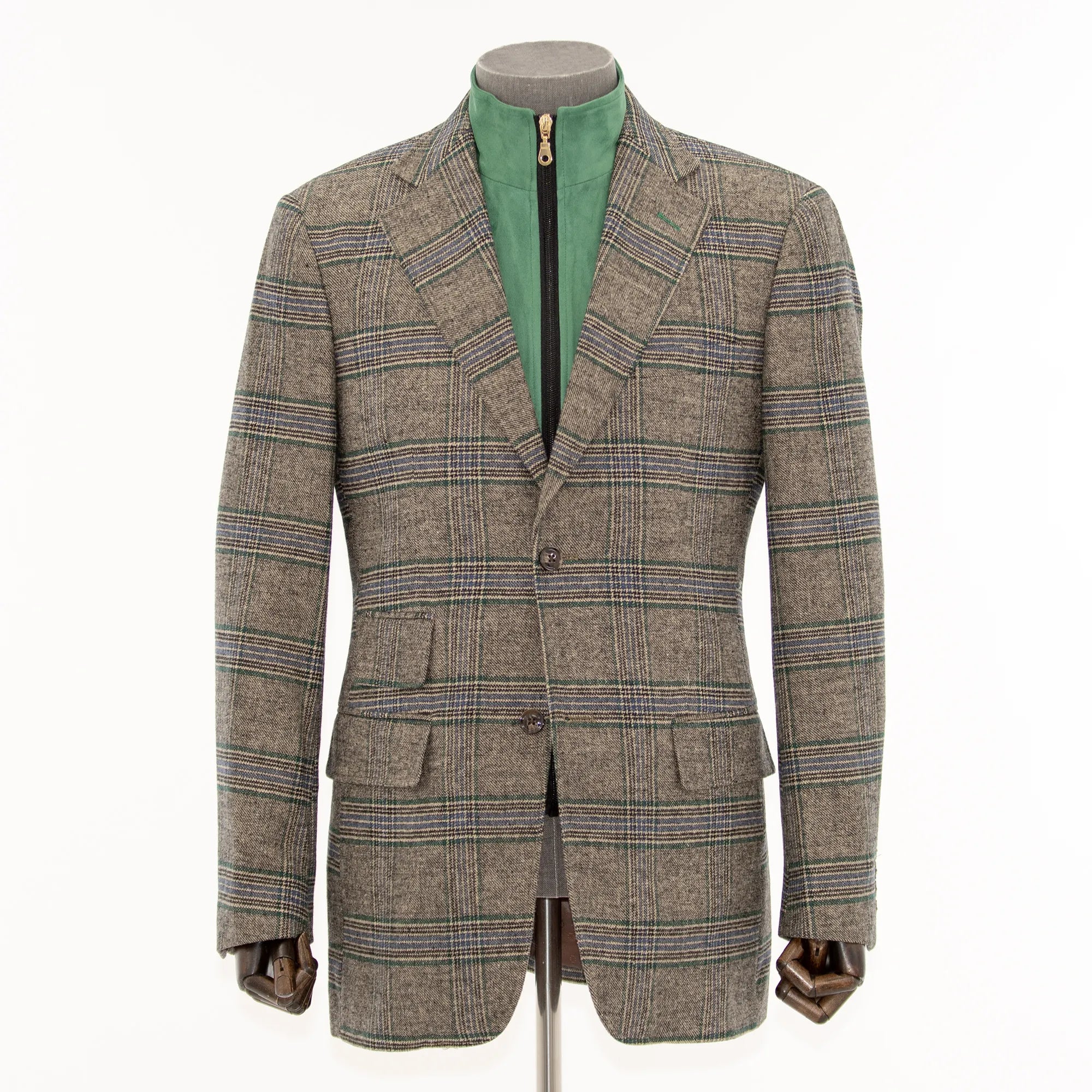 Kelly Green Wool Plaid Jacket With Removable Fleece Liner