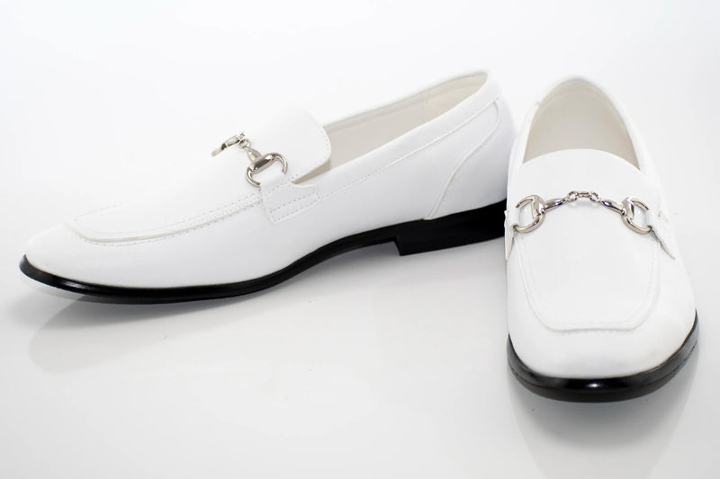 White Slip-On Loafer with Snaffle Bit