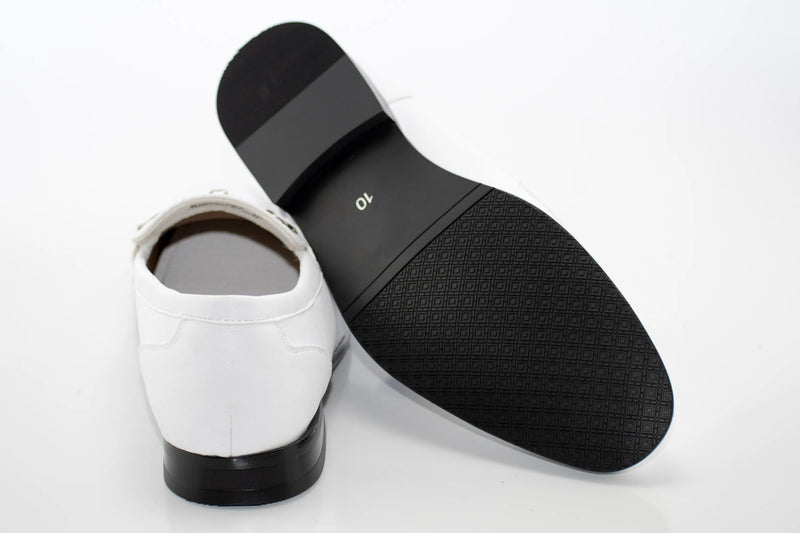 White Slip-On Loafer with Snaffle Bit