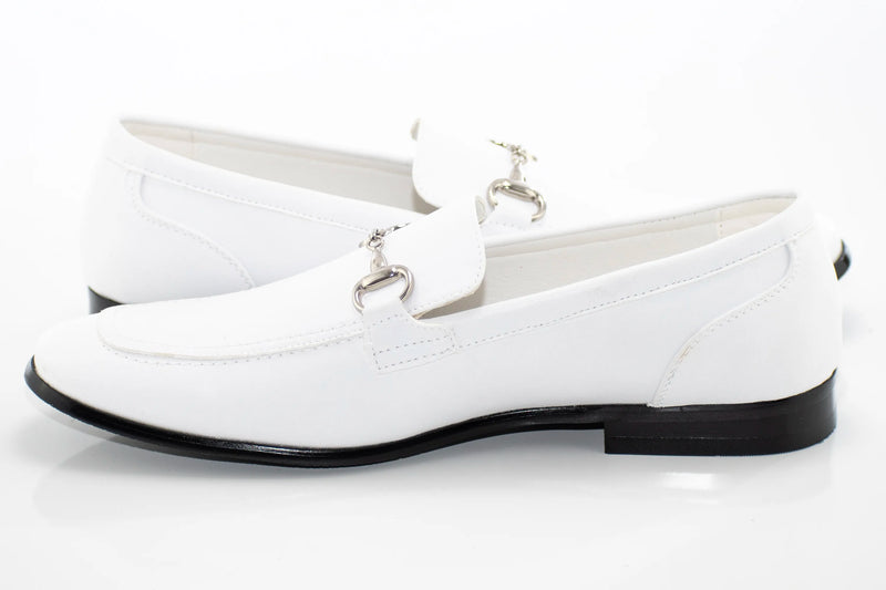 White Slip-On Loafer with Snaffle Bit