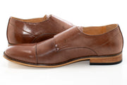 Brown Double-Monk Strap Cap-Toe