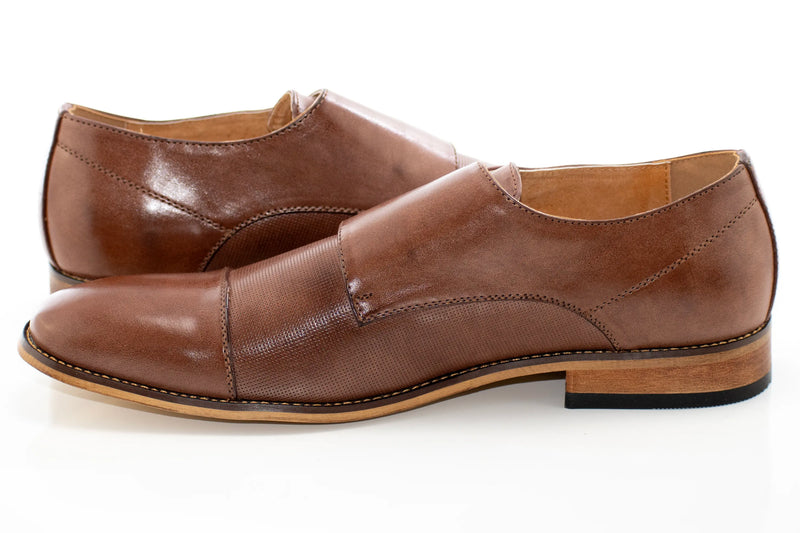 Brown Double-Monk Strap Cap-Toe