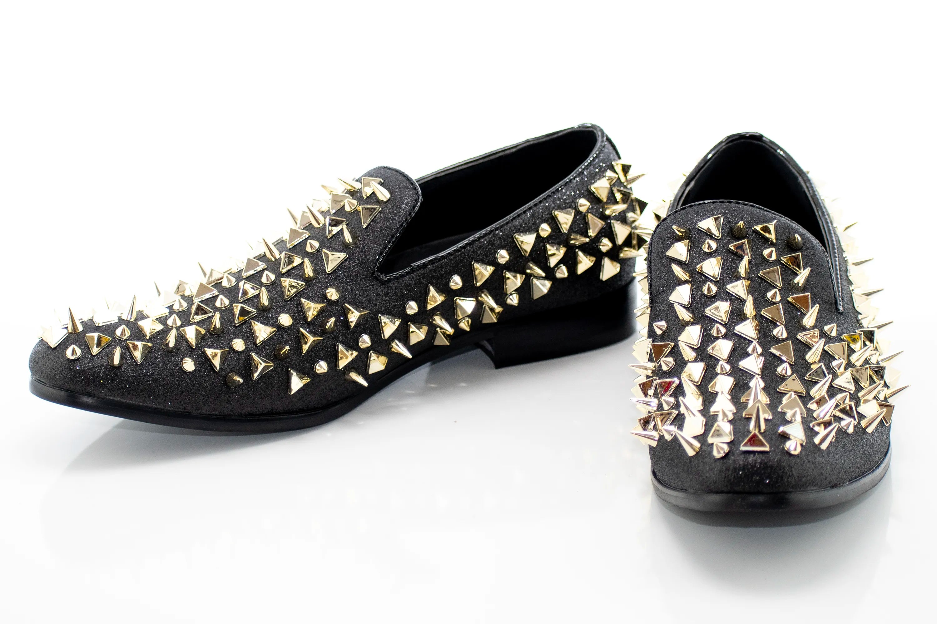 Bolano Men's Spiked Mesa Slip-On Loafer | Warehouse Suit Sale Black/Gold / 13 D