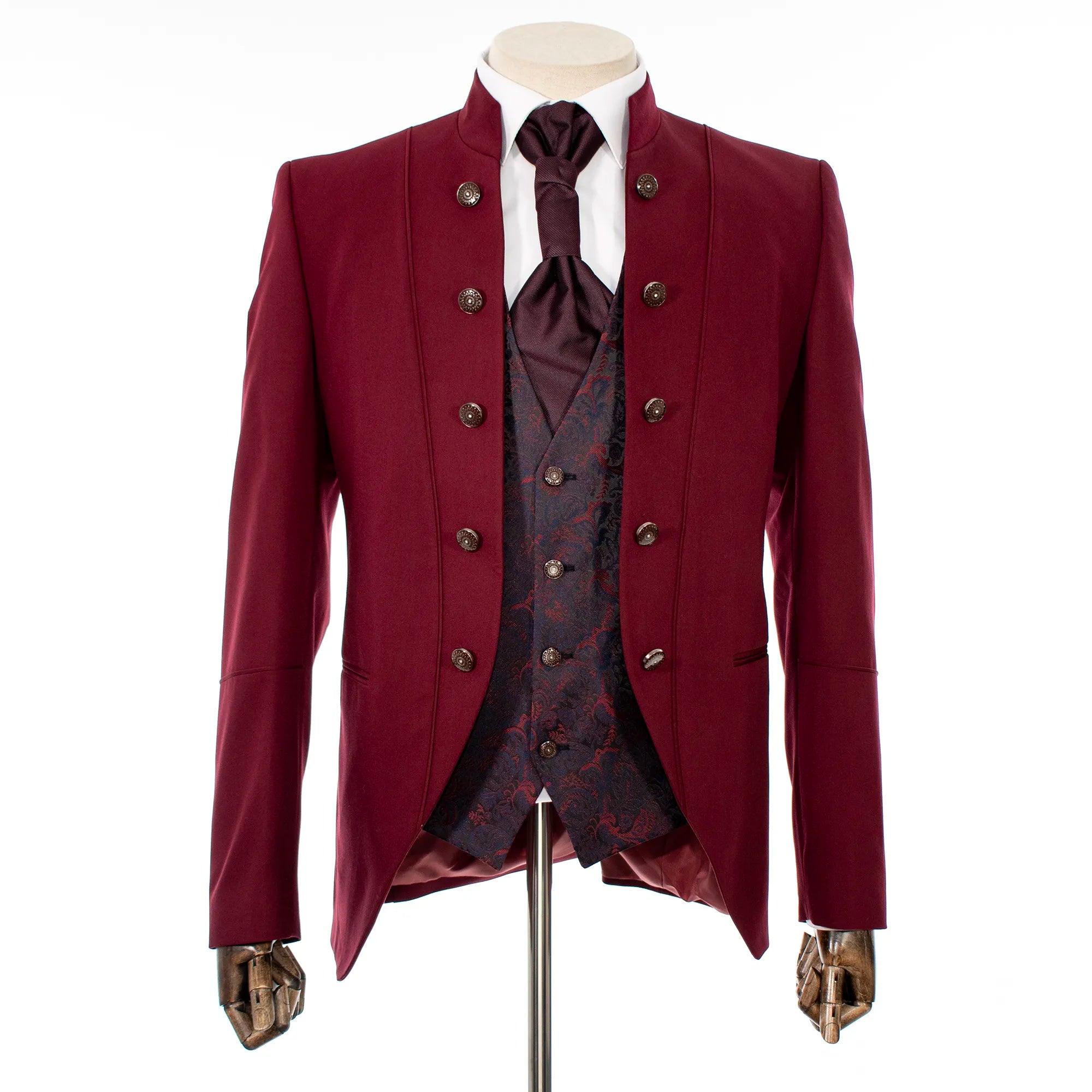 Men's Burgundy Western-Style 3-Piece Tailored-Fit Tuxedo