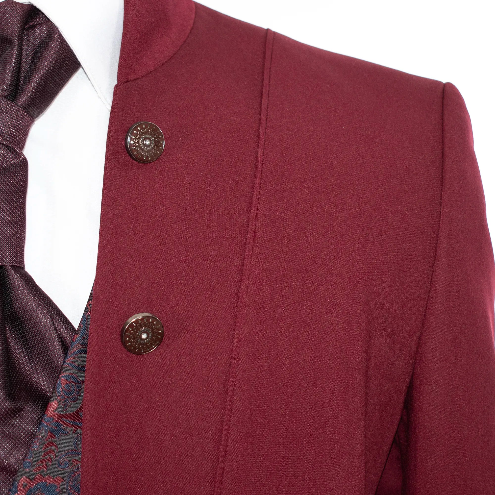 Men's Burgundy Western-Style 3-Piece Tailored-Fit Tuxedo