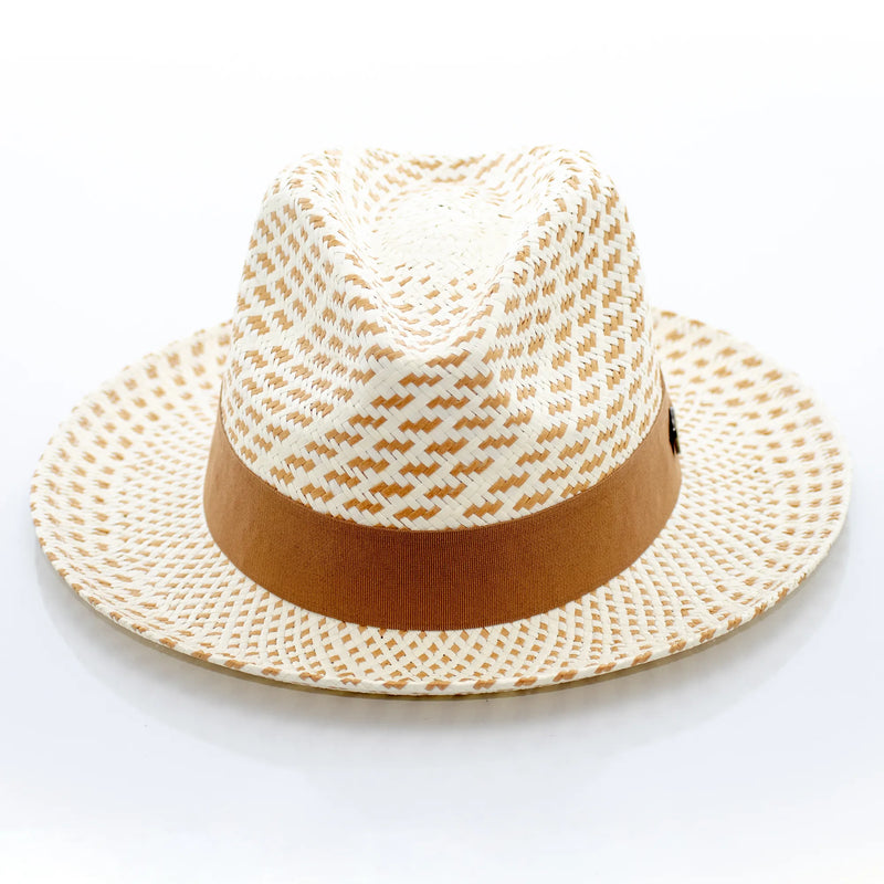 Straw Fedora Hat with Handmade Snap-Brim