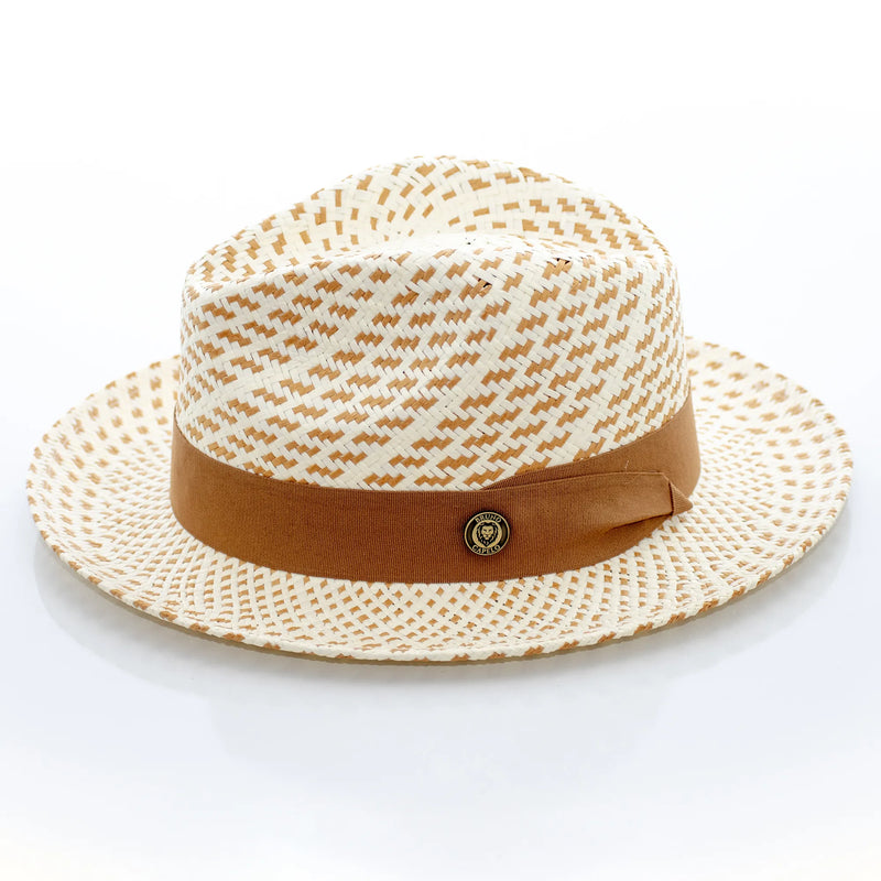 Straw Fedora Hat with Handmade Snap-Brim