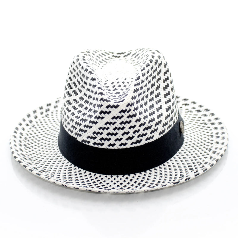 Straw Fedora Hat with Handmade Snap-Brim