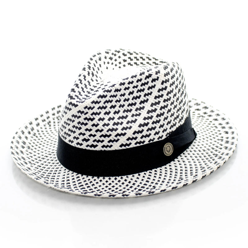 Straw Fedora Hat with Handmade Snap-Brim