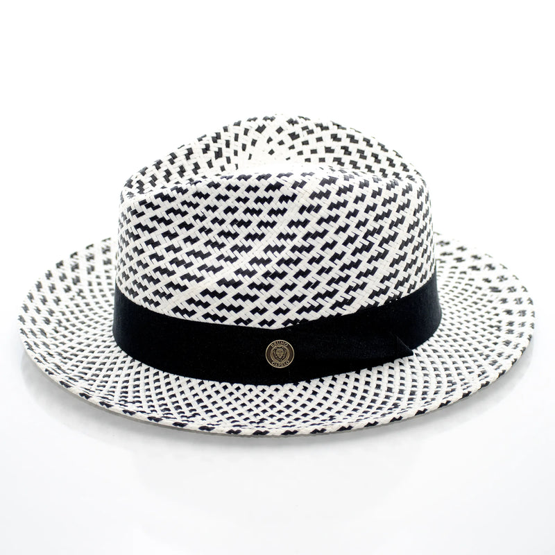 Straw Fedora Hat with Handmade Snap-Brim