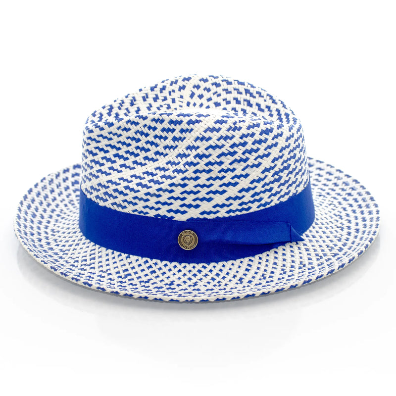 Straw Fedora Hat with Handmade Snap-Brim