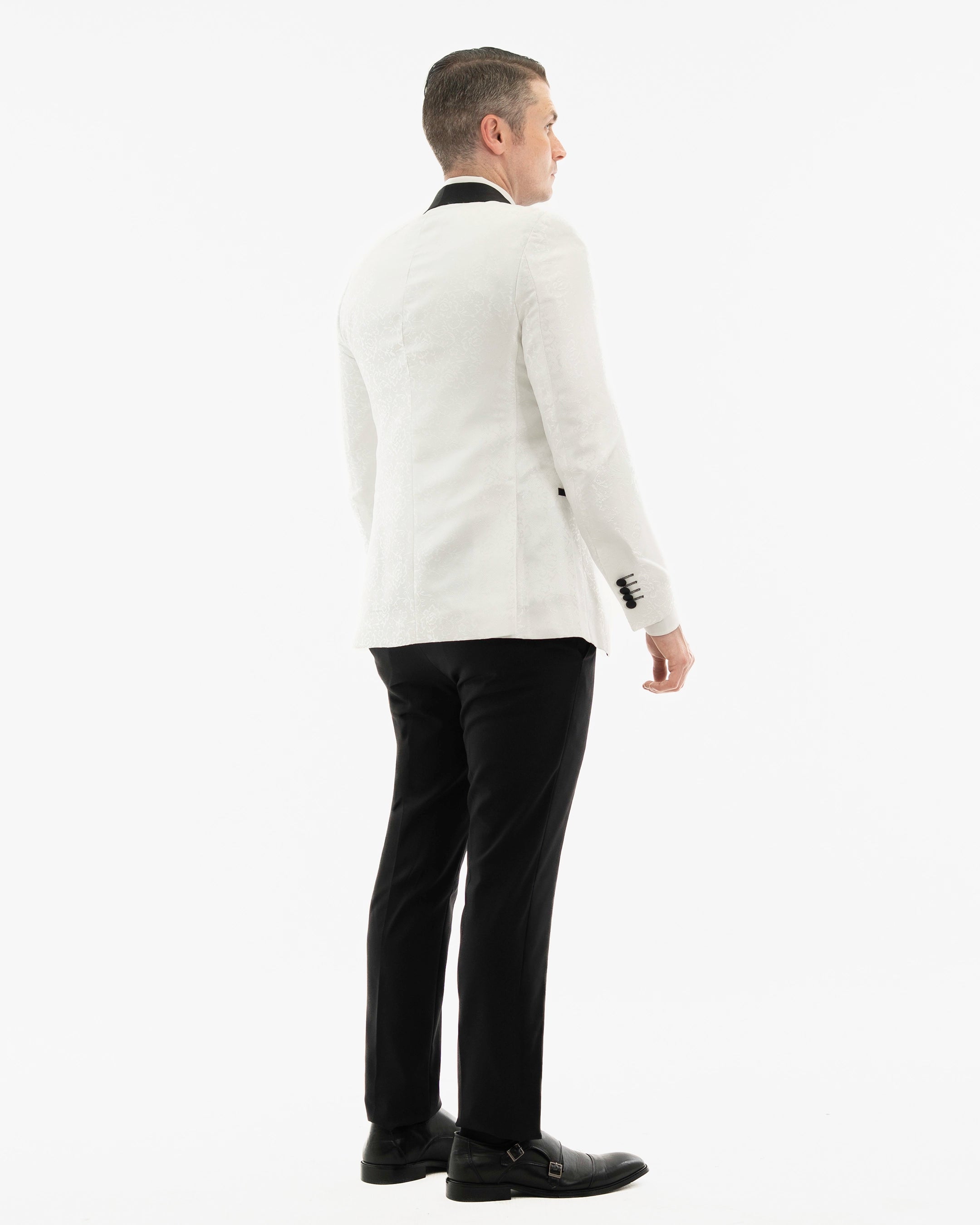 White Floral 3-Piece Slim-Fit Tuxedo
