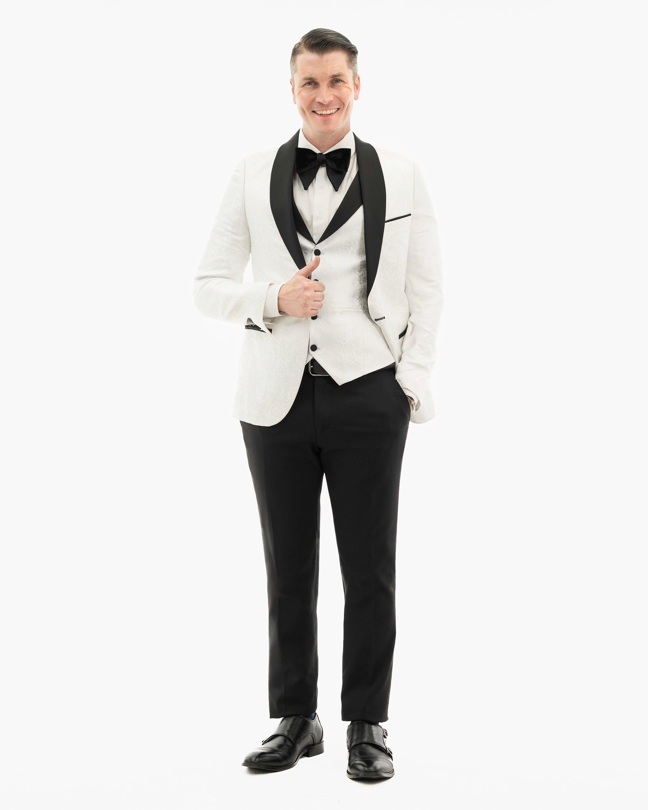 White Floral 3-Piece Slim-Fit Tuxedo