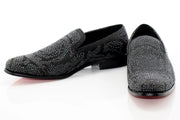 Black Studded Satin Smoking Loafer