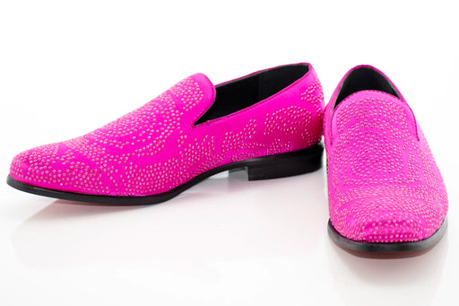 Fuchsia Studded Satin Smoking Loafer