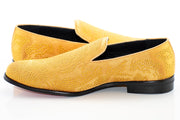 Gold Studded Satin Smoking Loafer