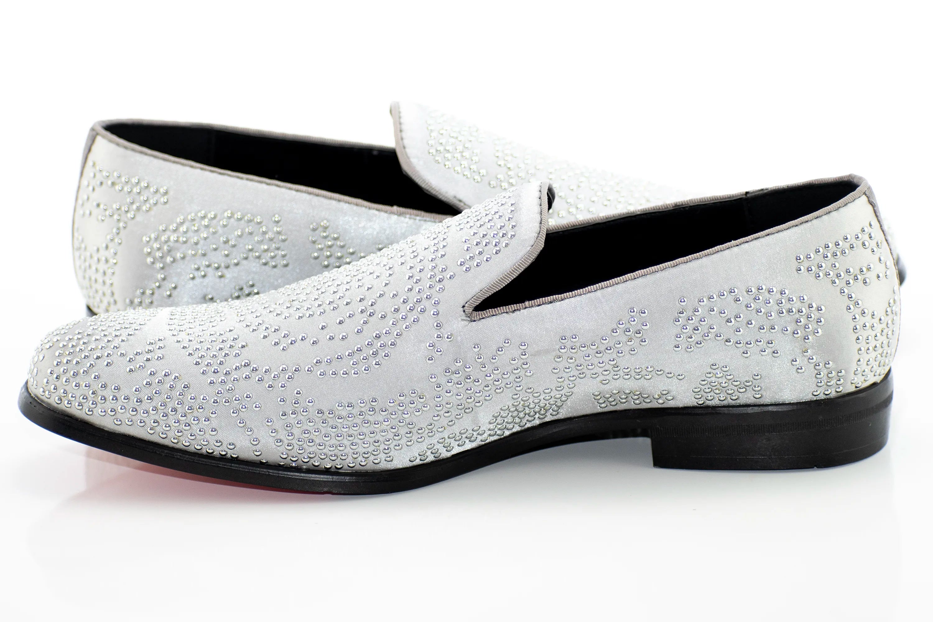 Studded Satin Smoking Loafer