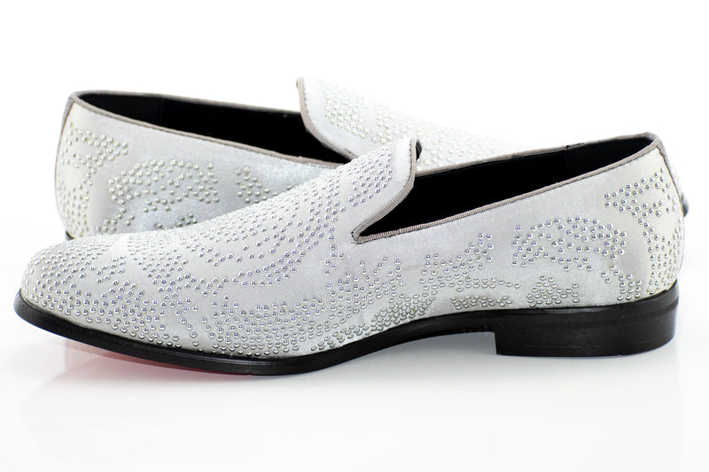 Studded Satin Smoking Loafer