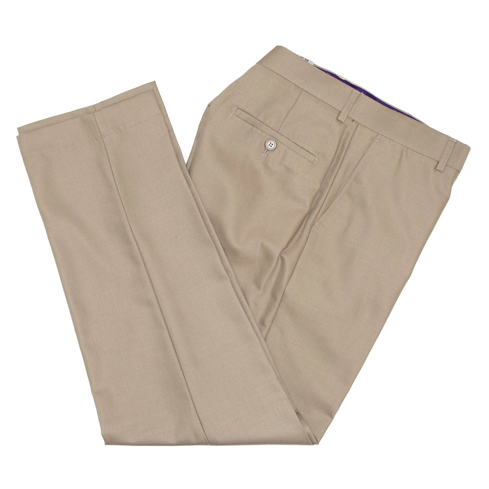 Beige Slim-Fit Dress Pants