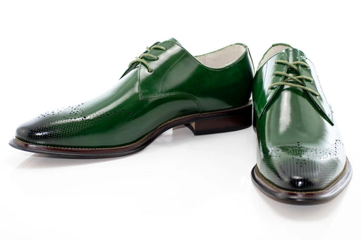 Green Wingtip Derby Lace-Up