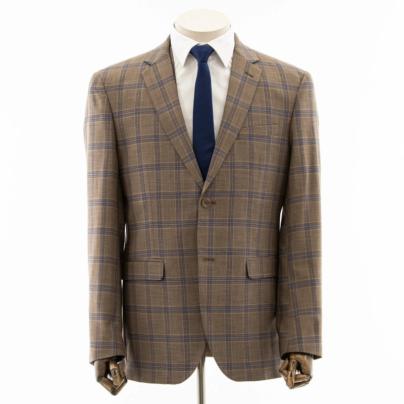 Taupe Plaid 3-Piece Tailored-Fit Suit