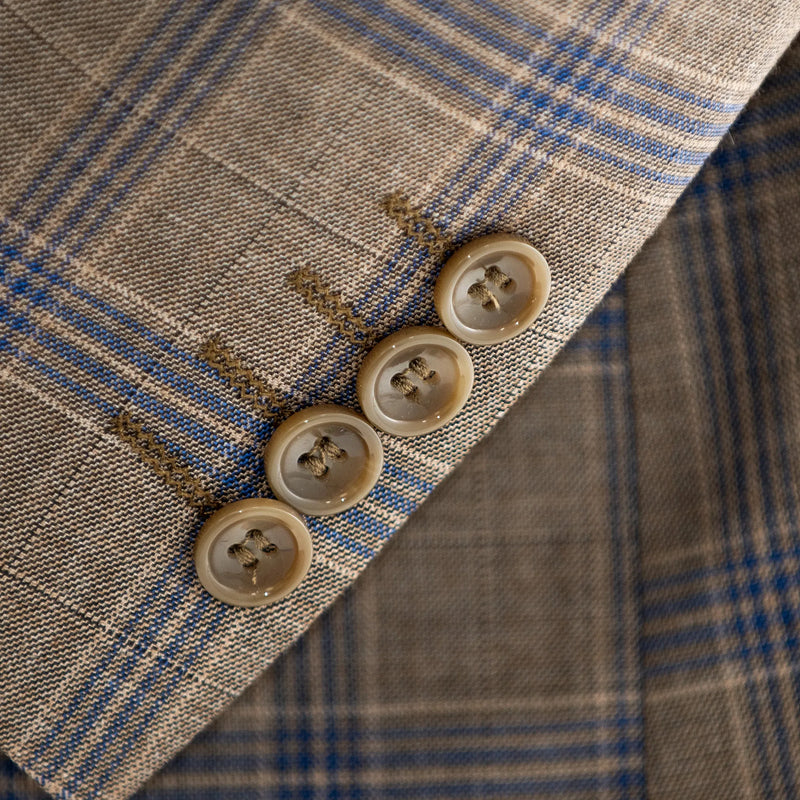 Taupe Plaid 3-Piece Tailored-Fit Suit