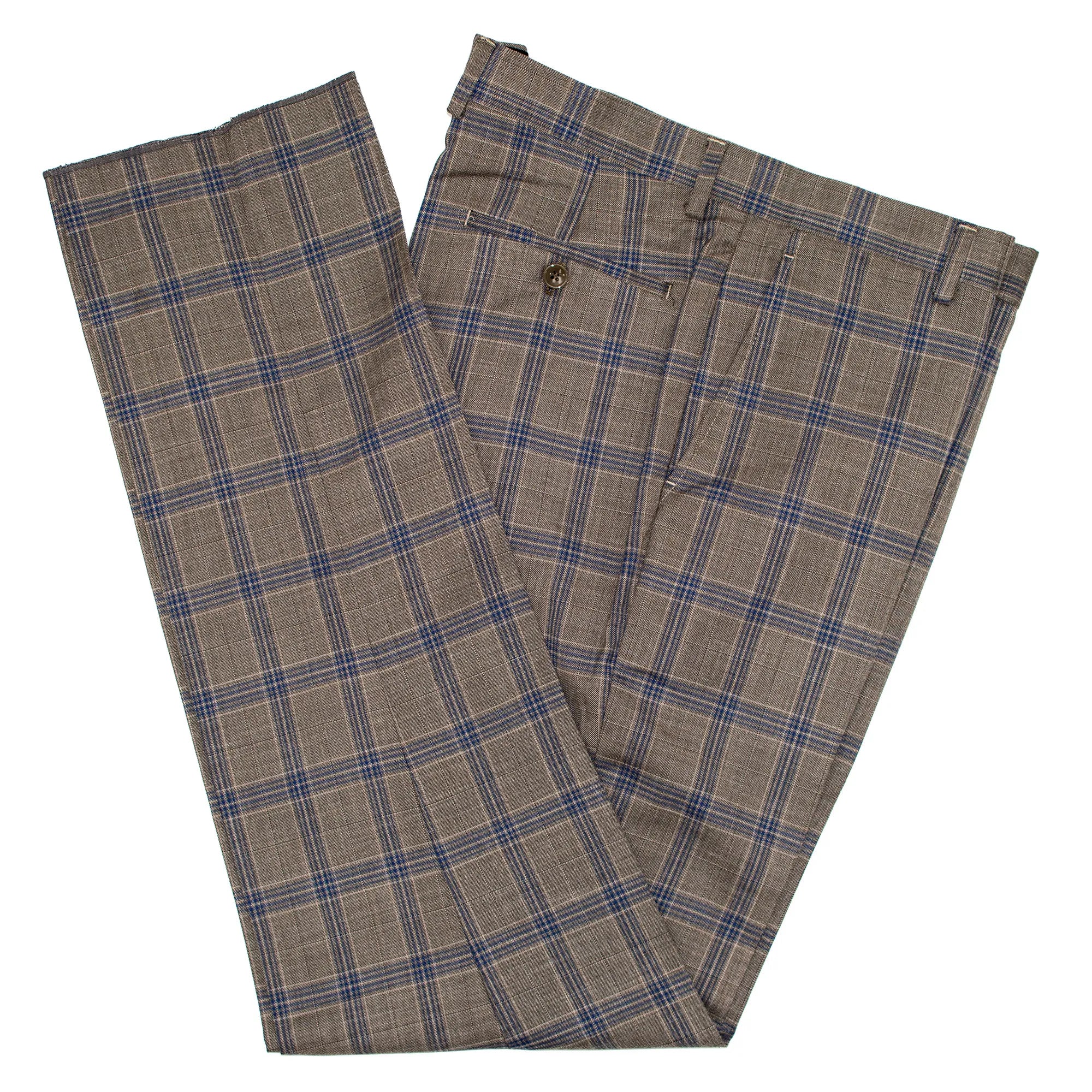 Taupe Plaid 3-Piece Tailored-Fit Suit