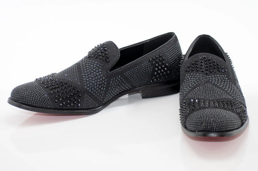 Men's Black Studded Spiked Dress Loafer