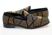 Men's Black And Gold Studded Spiked Dress Loafer