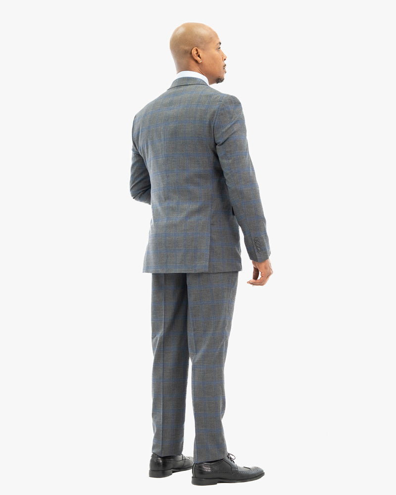 Charcoal Plaid 3-Piece Tailored-Fit Suit