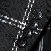 Jet Black Plaid 3-Piece Tailored-Fit Suit