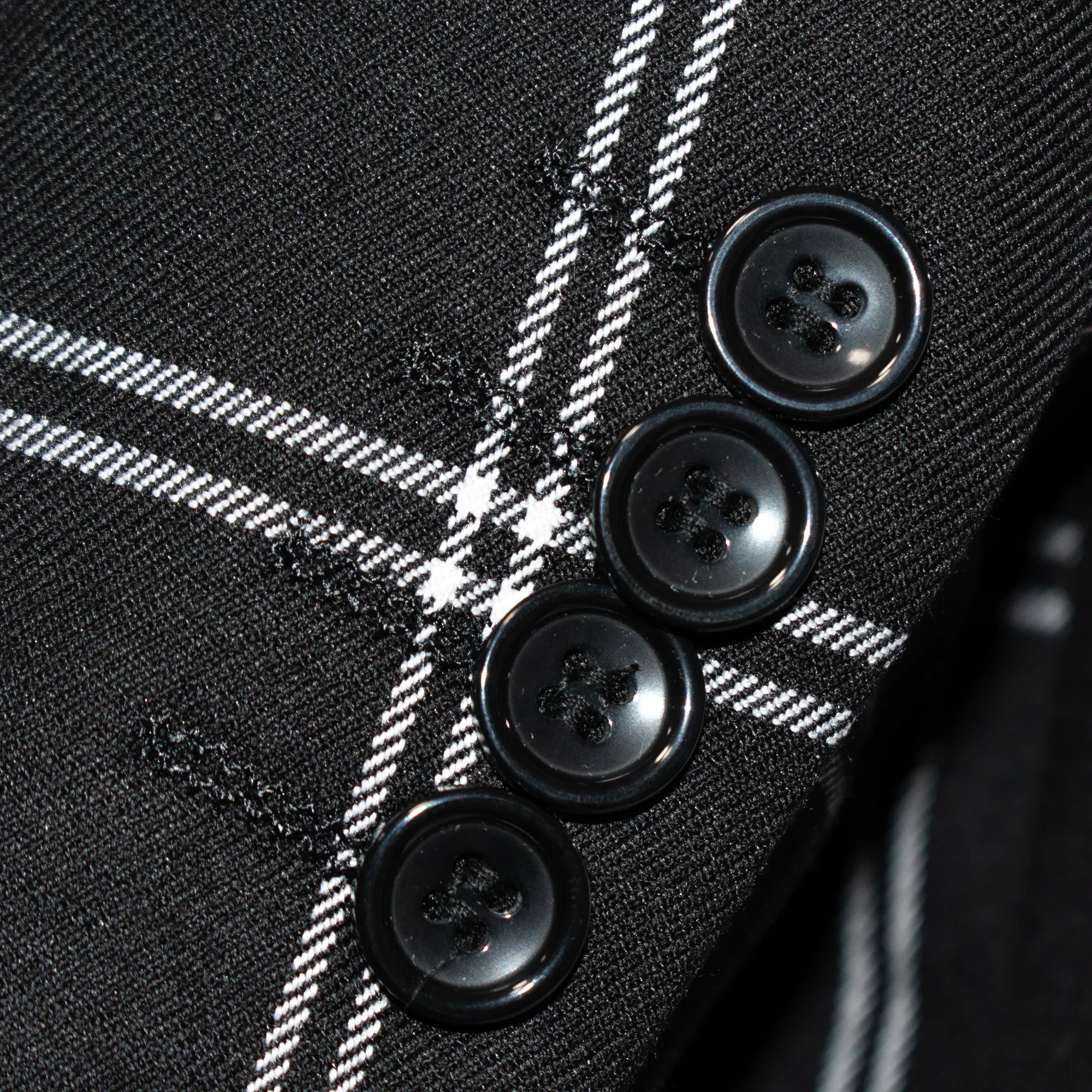 Jet Black Plaid 3-Piece Tailored-Fit Suit