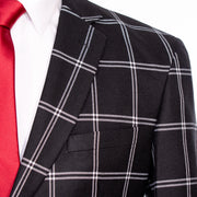 Jet Black Plaid 3-Piece Tailored-Fit Suit