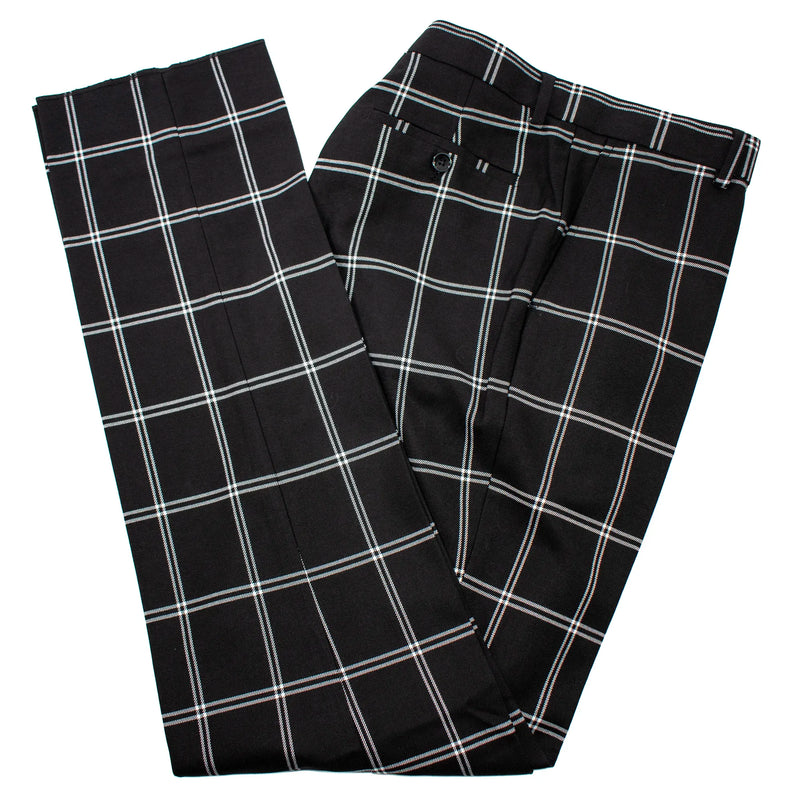 Jet Black Plaid 3-Piece Tailored-Fit Suit