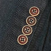 Men's Black And Tan 3-Piece Suit With Peak Lapels