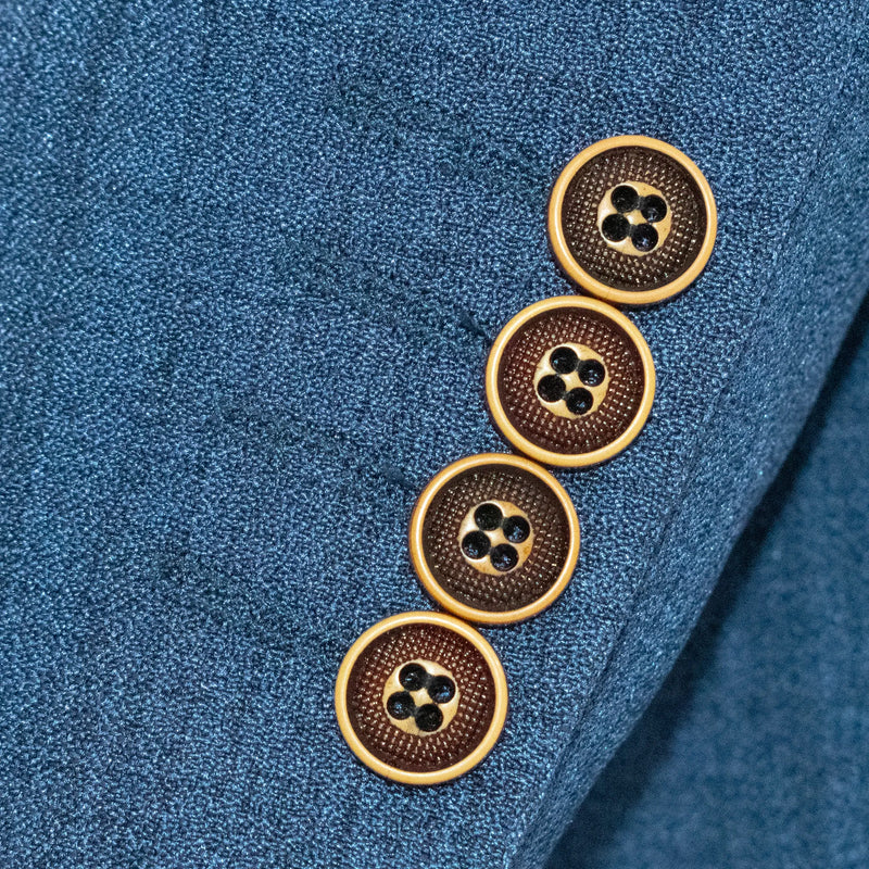 Men's Blue And Brown 3-Piece Suit With Peak Lapels