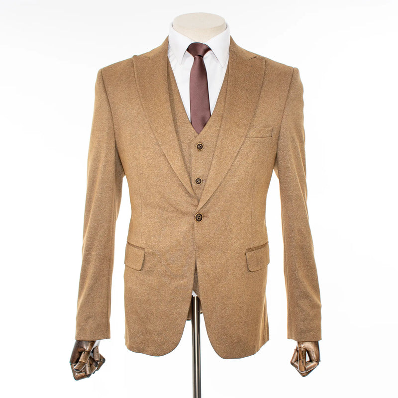 Pierce | Camel 3-Piece Slim-Fit Suit