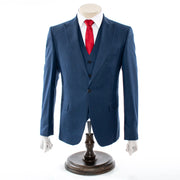 Men's Navy Blue 3-Piece Suit With Peak Lapels