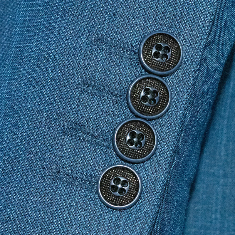 Men's Sapphire Blue 3-Piece Suit With Peak Lapels