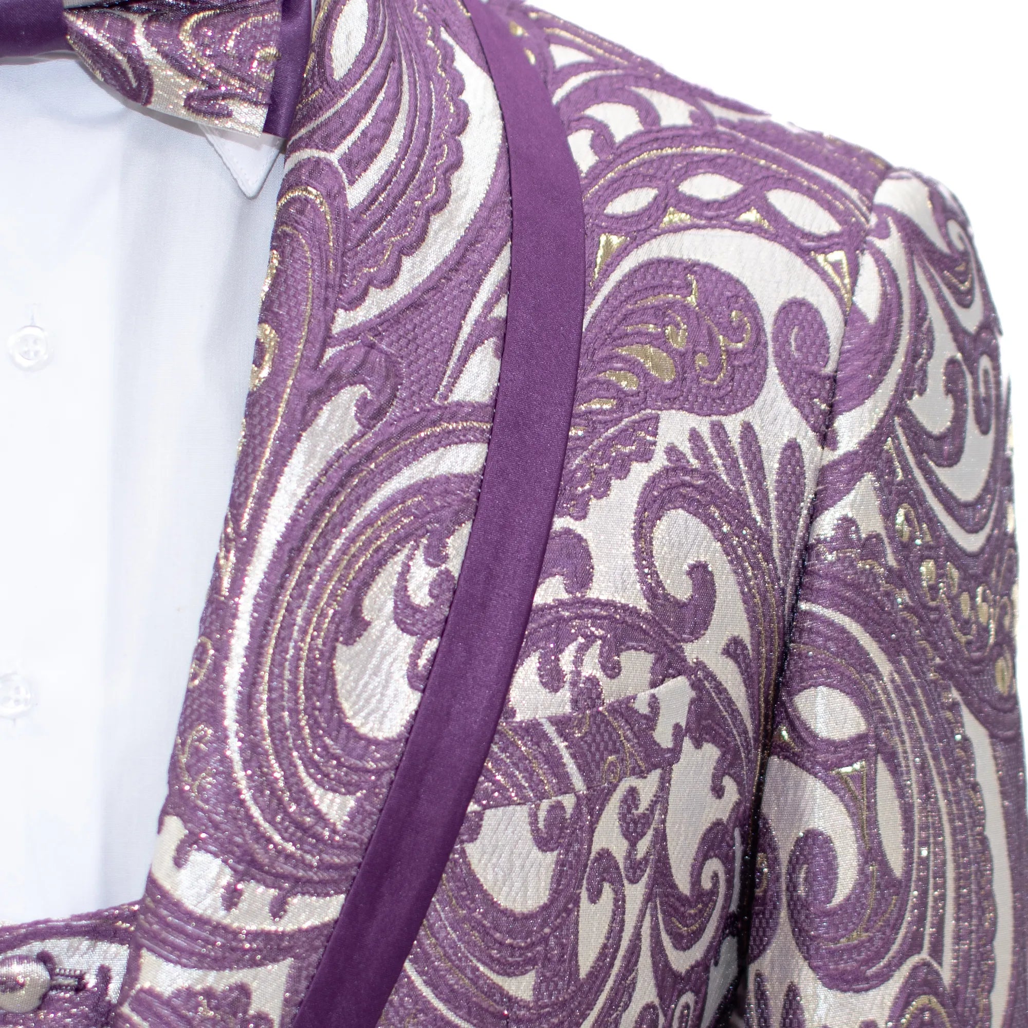 Lavender Woven Baroque 3-Piece Slim-Fit Tuxedo