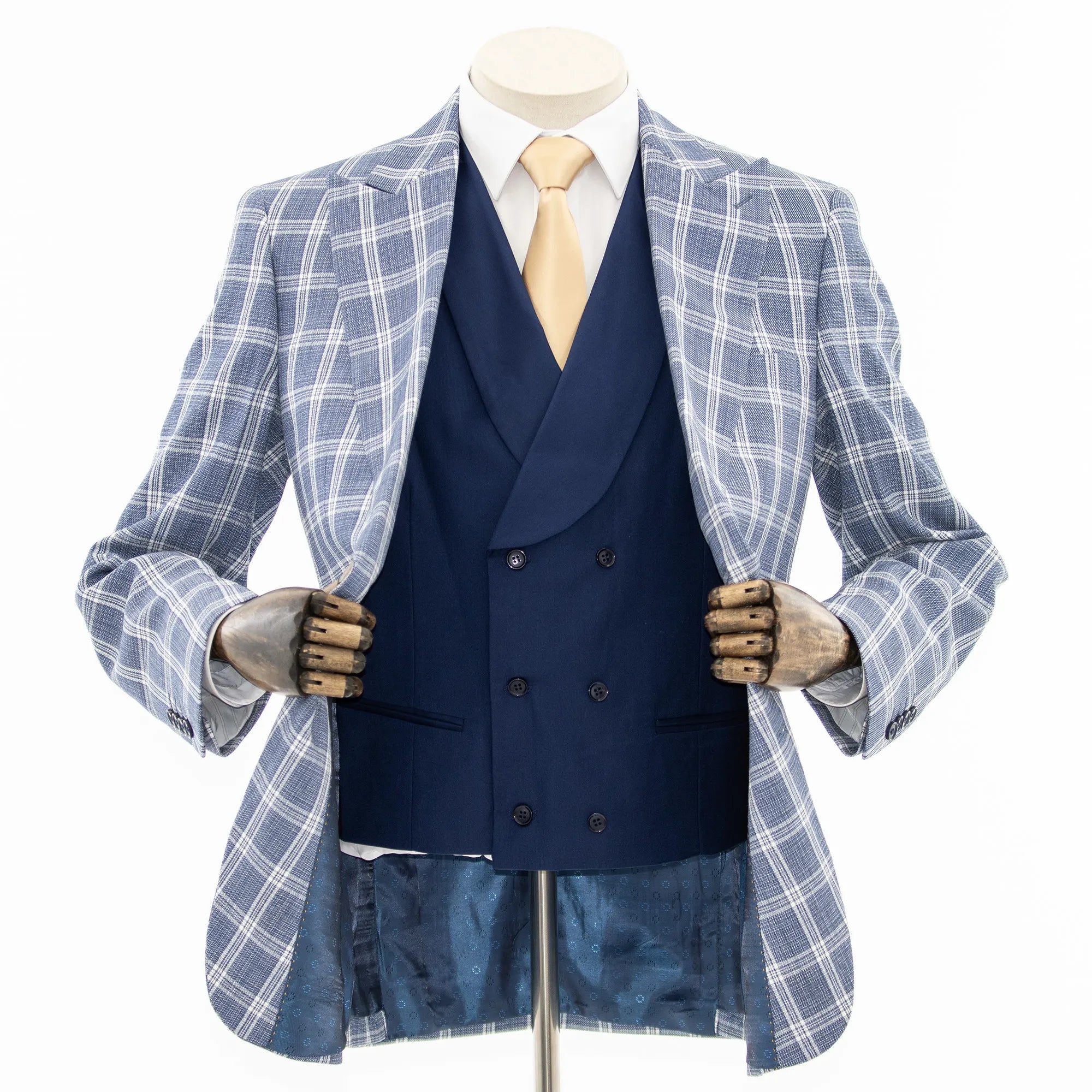 Blue Plaid 3-Piece Tailored-Fit Suit