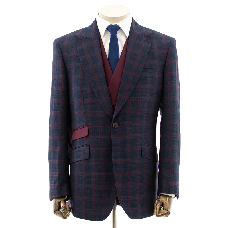 Navy Plaid 3-Piece Tailored-Fit Suit