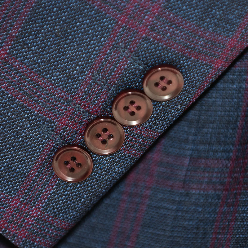 Navy Plaid 3-Piece Tailored-Fit Suit