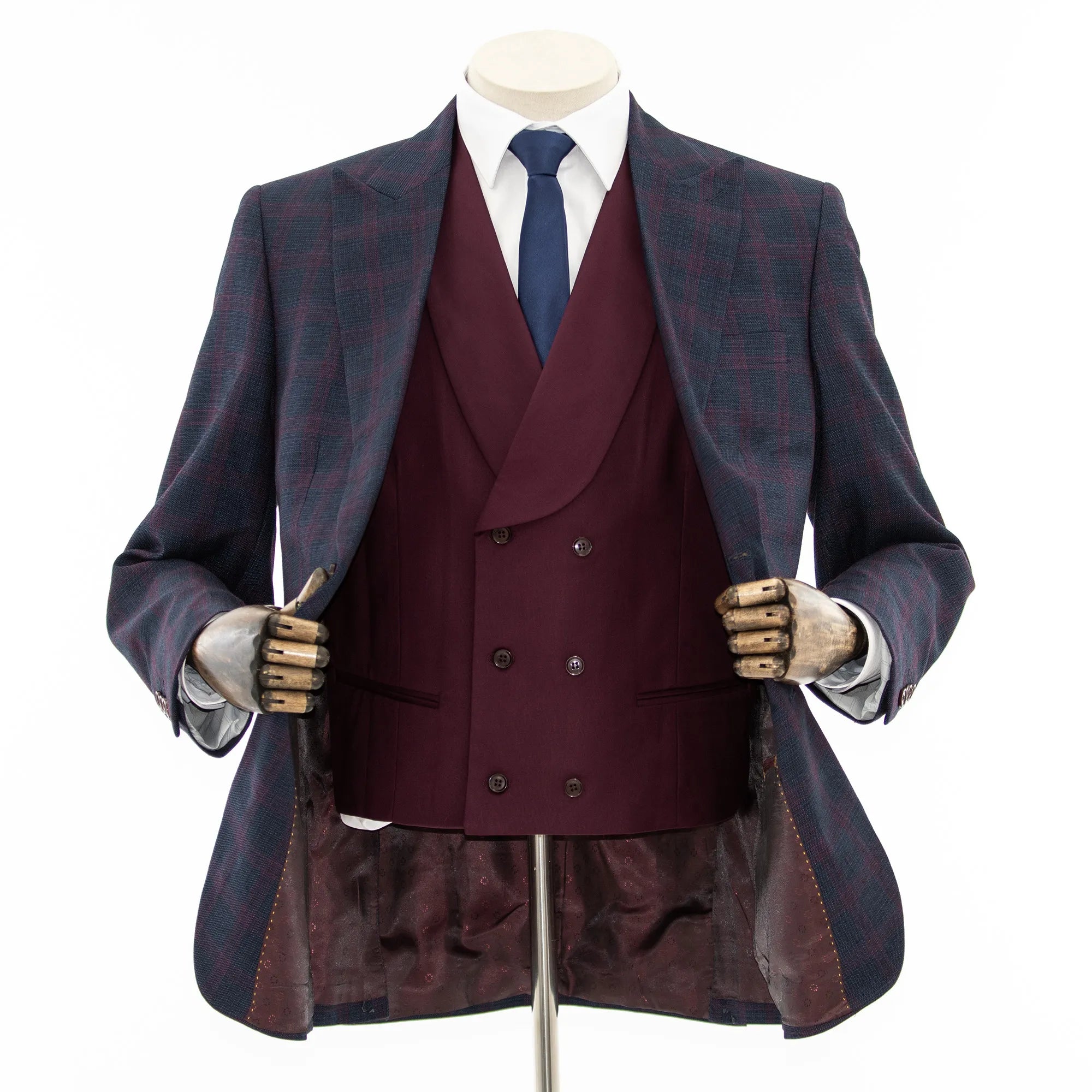 Navy Plaid 3-Piece Tailored-Fit Suit