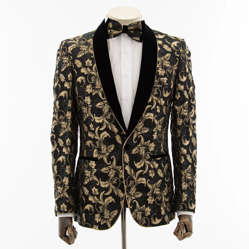 Gold Baroque Embroidered 2-Piece Slim-Fit Tuxedo