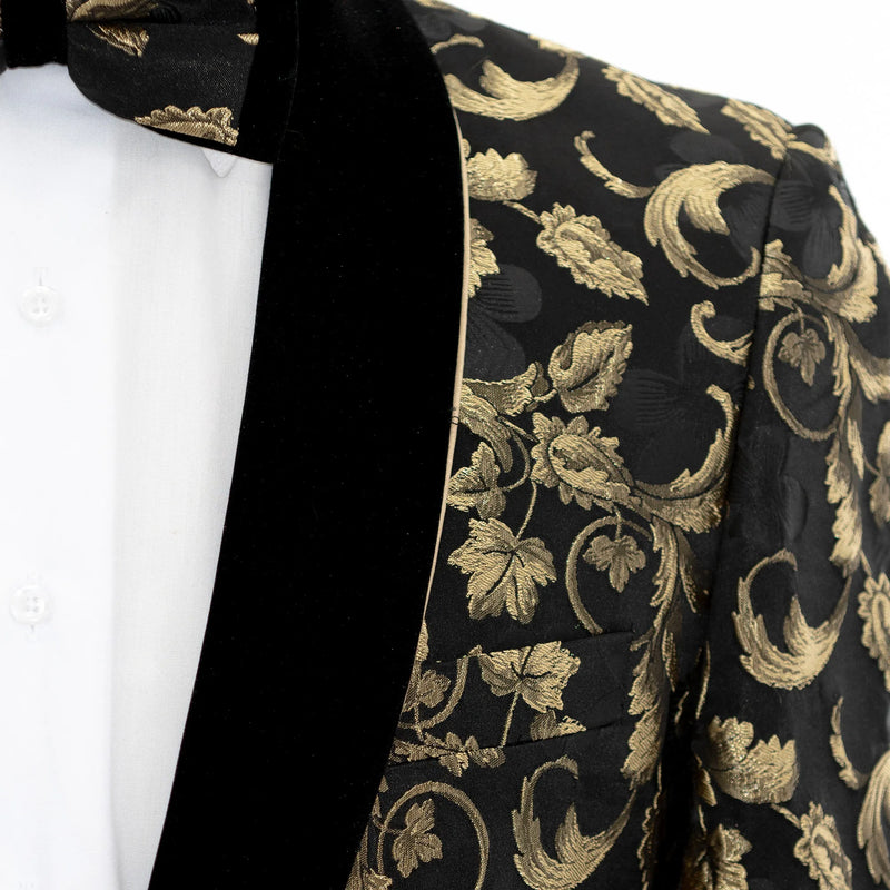 Gold Baroque Embroidered 2-Piece Slim-Fit Tuxedo