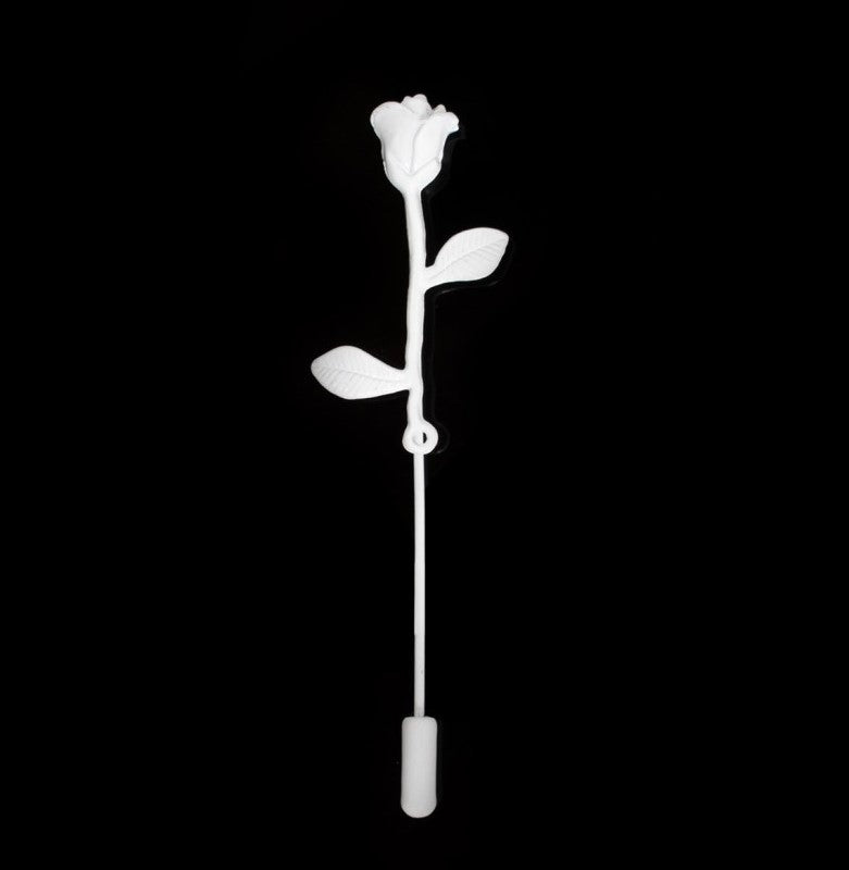 Short Stem Metallic Rose Lapel Pin