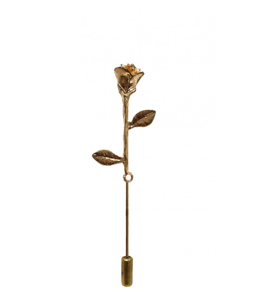 Short Stem Metallic Rose Lapel Pin