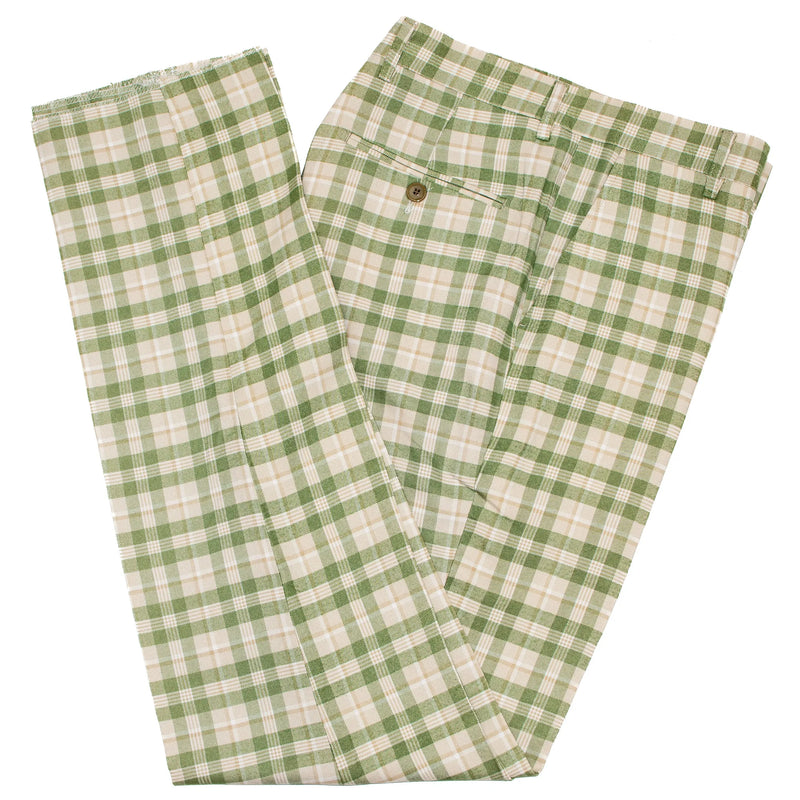 Green Check Regular-Fit Designer Pants