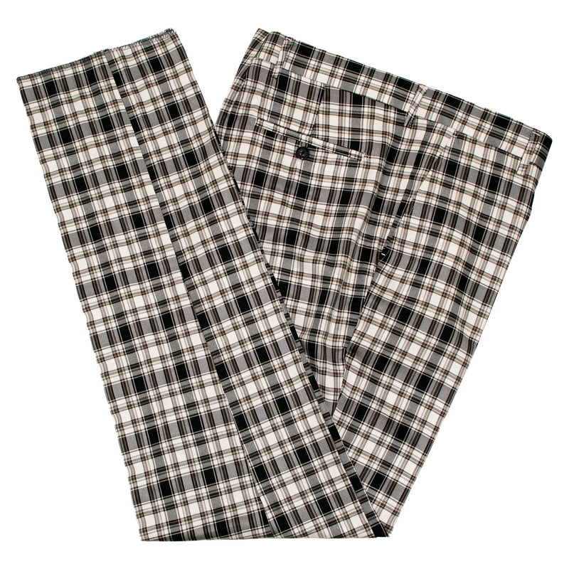 Black-White Plaid Regular-Fit Designer Pants
